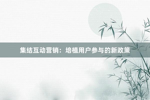 集结互动营销：培植用户参与的新政策